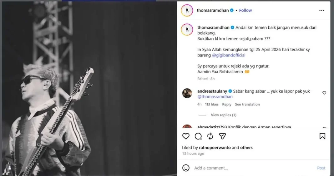 Isyaratkan Hengkang! Thomas Ramdhan Siap Tinggalkan GIGI, Ada Apa