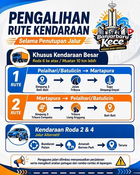 95 Hari Pengalihan Arus di Cempaka, Pengendara Tujuan Pelaihari-Banjarbaru Wajib Tahu 1 (1)